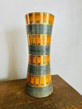 Vintage Orange and Gray Sgraffito Aldo Londi Bitossi Italian Vase